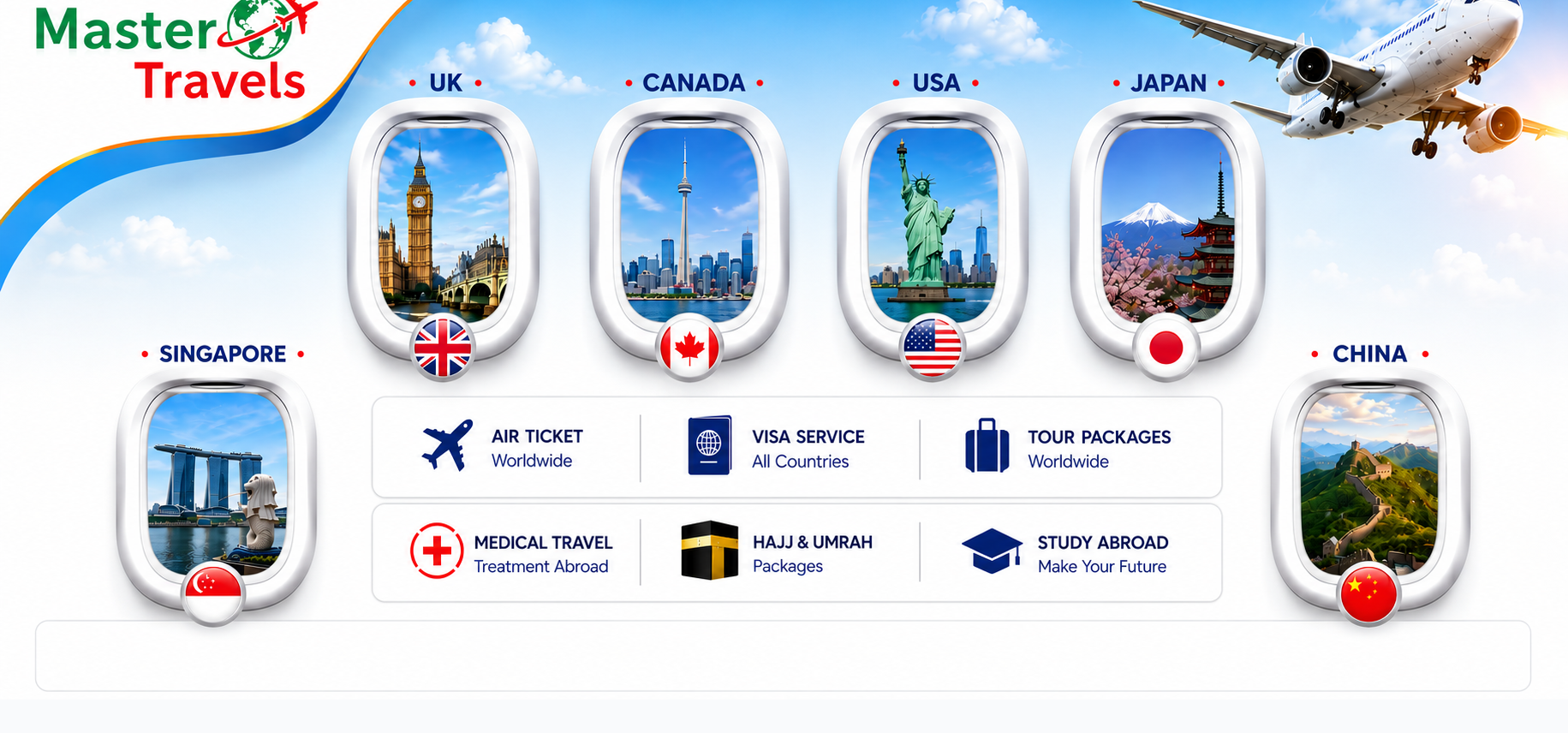 Travel destinations - UK, Canada, USA, Japan, Singapore, China